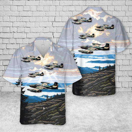US Air Force Hawaiian Shirt, USAF Illinois 169th Tactical Air Support Squadron OA-37B Dragonfly Hawaiian Shirt