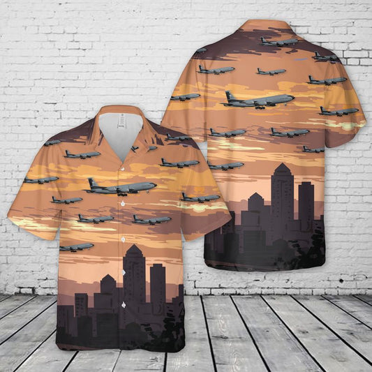 US Air Force Hawaiian Shirt, USAF Iowa 185th Air Refueling Wing KC-135R Stratotanker Hawaiian Shirt