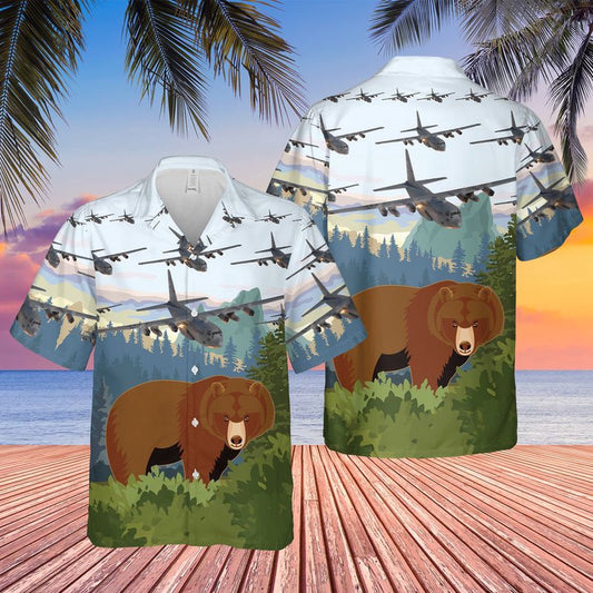 US Air Force Hawaiian Shirt, USAF Lockheed C-130H Hercules From The 189th Airlift Squadron, 124th Wing, Idaho Hawaiian Shirt