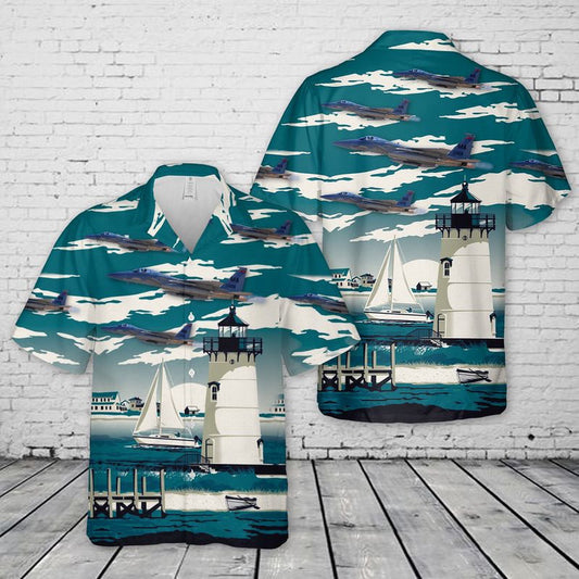 US Air Force Hawaiian Shirt, USAF Massachusetts 131st Fighter Squadron McDonnell Douglas F-15C Eagle Hawaiian Shirt