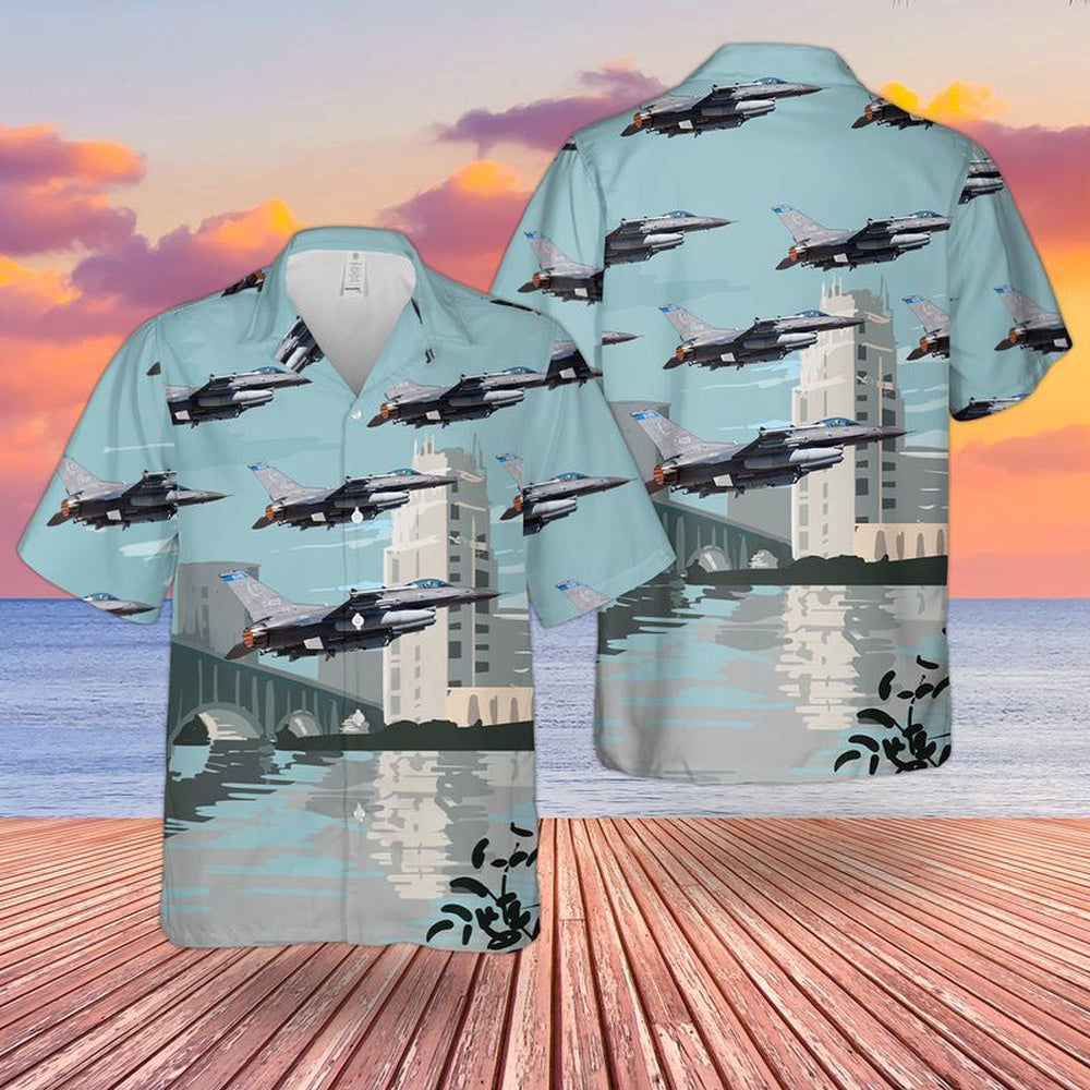 US Air Force Hawaiian Shirt, USAF Minnesota 148th Fighter Wing F-16 Fighting Falcon Hawaiian Shirt