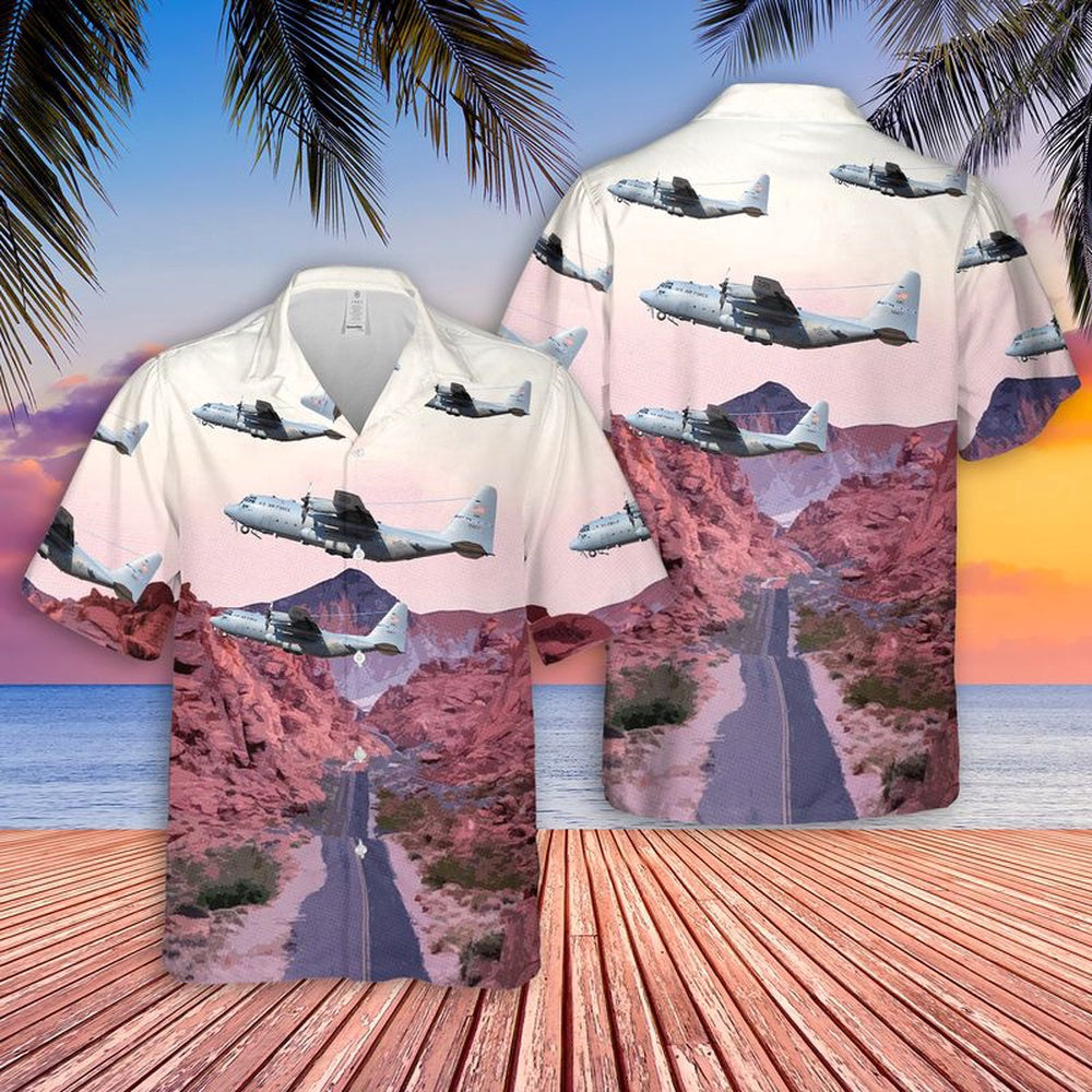 US Air Force Hawaiian Shirt, USAF Nevada 192d Airlift Squadron C-130H Hawaiian Shirt