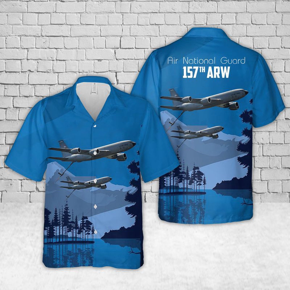 US Air Force Hawaiian Shirt, USAF New Hampshire ANG 157th ARW KC-135R New Hampshire Hawaiian Shirt