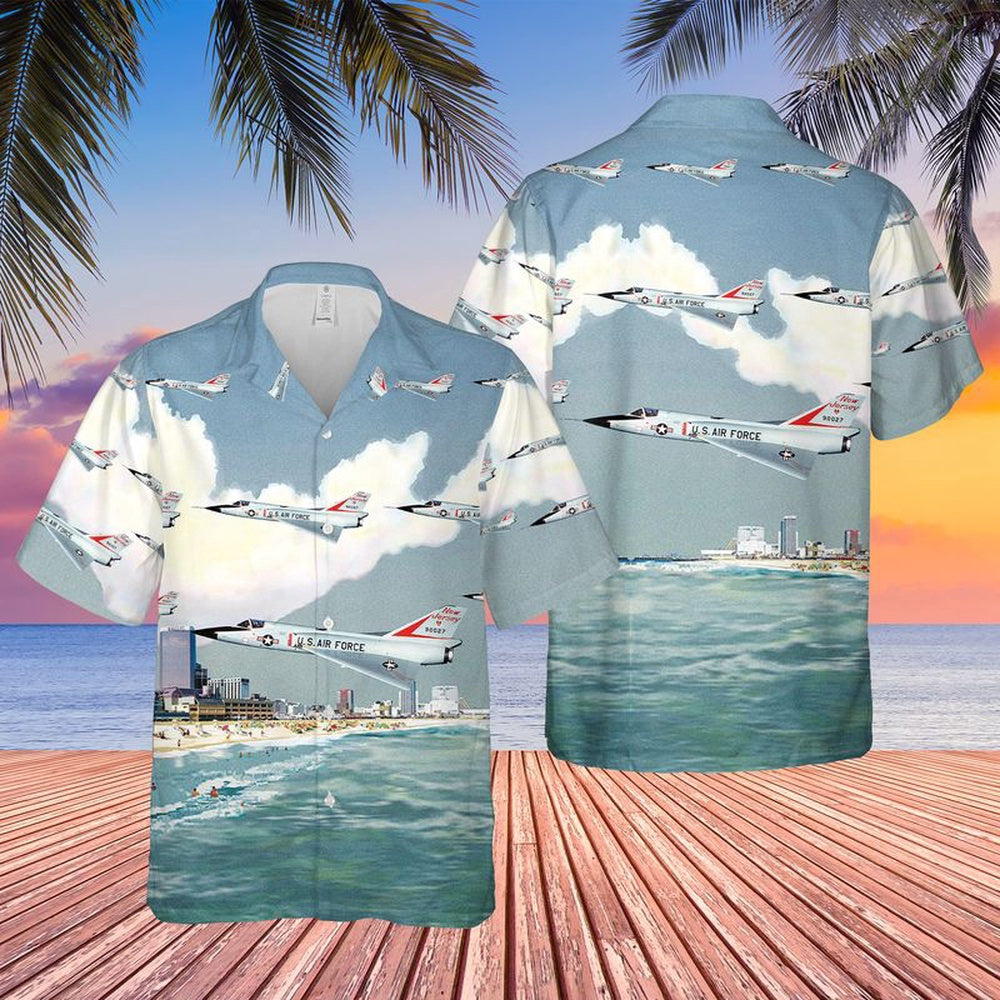 US Air Force Hawaiian Shirt, USAF New Jersey 119th Fighter Interceptor Squadron F-106s Hawaiian Shirt