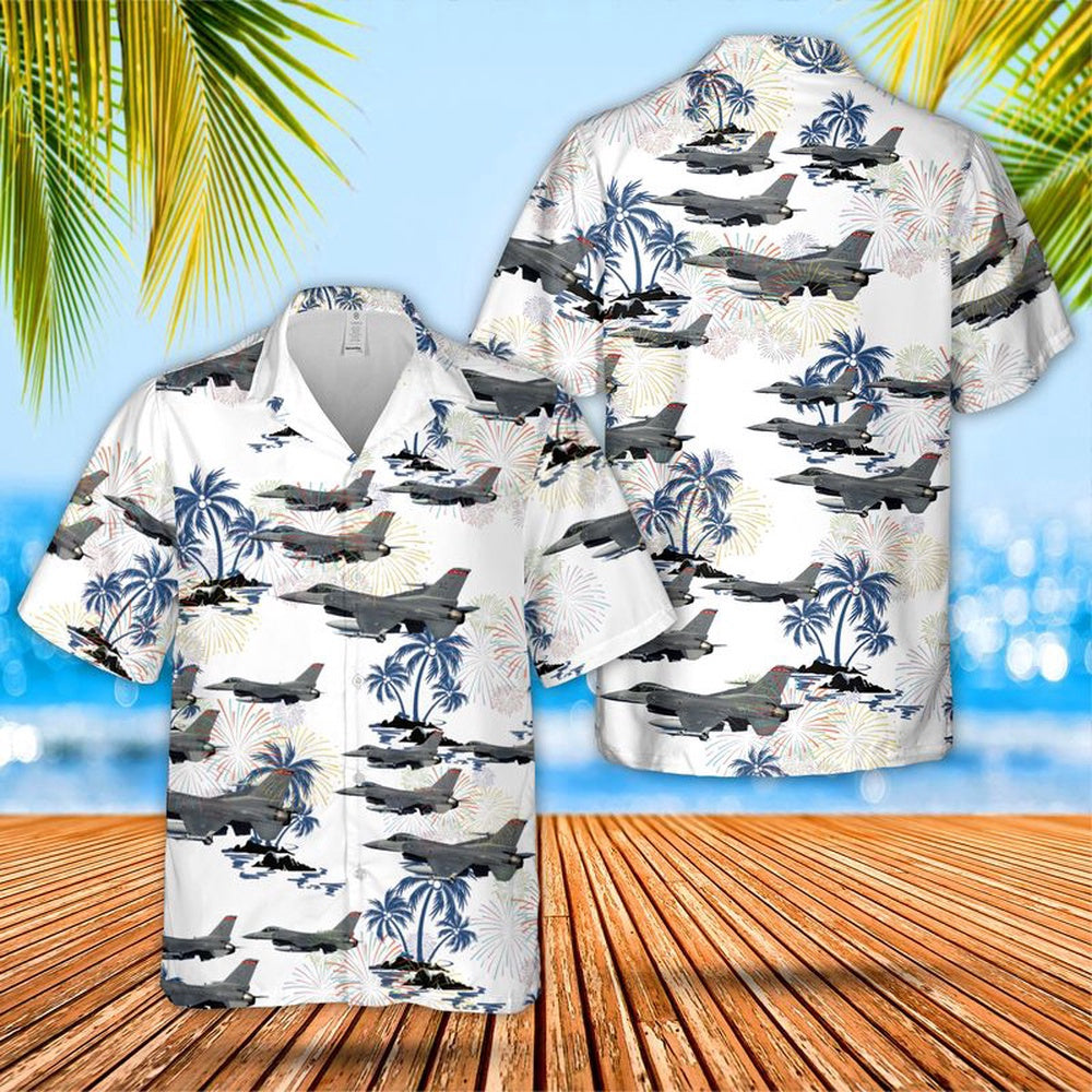 US Air Force Hawaiian Shirt, USAF New Jersey 177th Fighter Wing F-16 Hawaiian Shirt