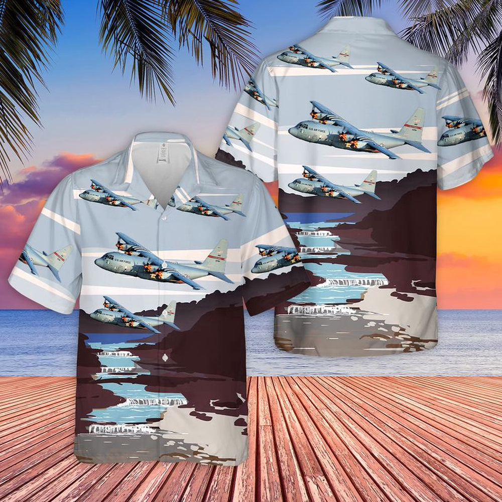 US Air Force Hawaiian Shirt, USAF Ohio 164th Airlift Squadron, 179th Airlift Wing C-130H Hawaiian Shirt