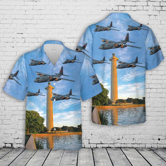US Air Force Hawaiian Shirt, USAF Ohio 164th Airlift Squadron C-130H Hercules, 179th Airlift Wing Hawaiian Shirt