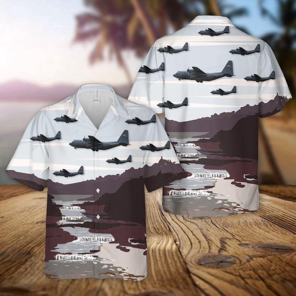 US Air Force Hawaiian Shirt, USAF Ohio 164th Airlift Squadron C-130H Hercules Hawaiian Shirt