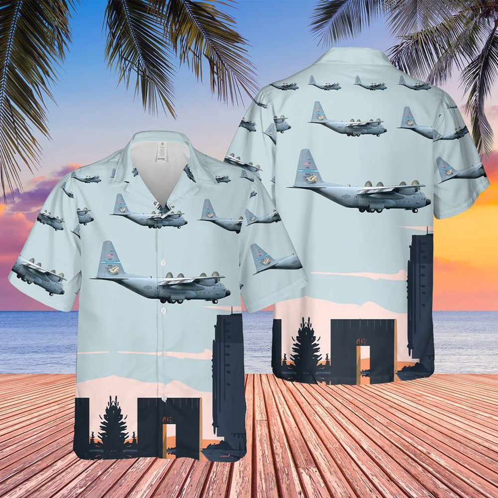 US Air Force Hawaiian Shirt, USAF Oklahoma 137th Special Operations Wing C-130H Hercules Hawaiian Shirt