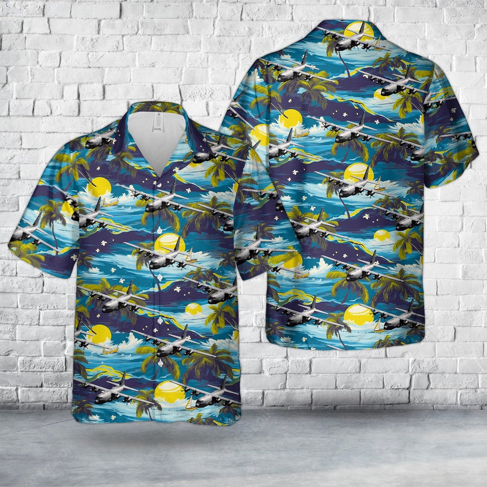 US Air Force Hawaiian Shirt, US Air Force 53rd Weather Reconnaissance Squadron Hurricane Hunters WC-130J Hercules Hawaiian Shirt