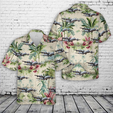 US Air Force Hawaiian Shirt, US Air Force 55th Electronic Combat Group (55 ECG) Lockheed EC-130H Compass Call Hawaiian Shirt