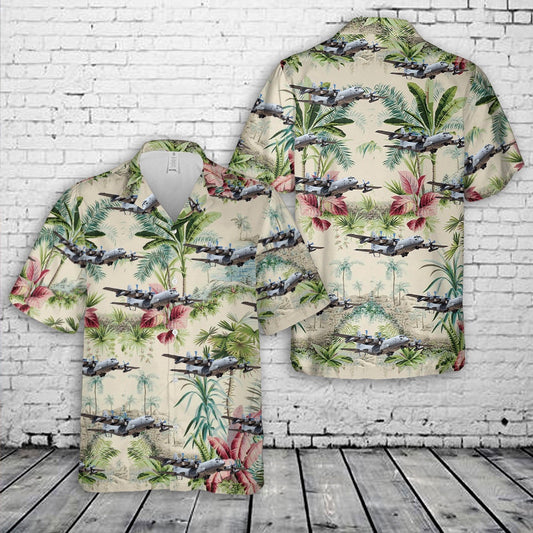 US Air Force Hawaiian Shirt, US Air Force 55th Electronic Combat Group (55 ECG) Lockheed EC-130H Compass Call Hawaiian Shirt