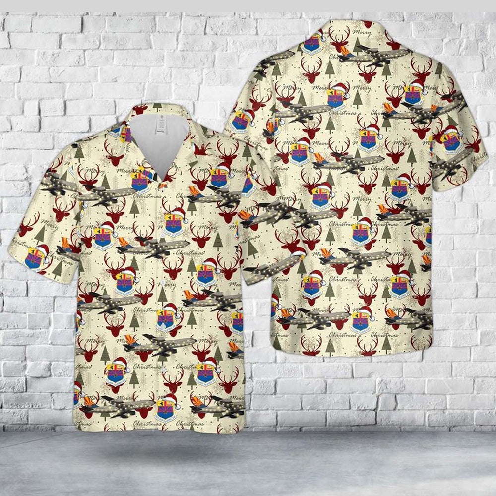 US Air Force Hawaiian Shirt, US Air Force Arizona 161st Air Refueling Wing KC-135R Stratotanker Christmas Hawaiian Shirt