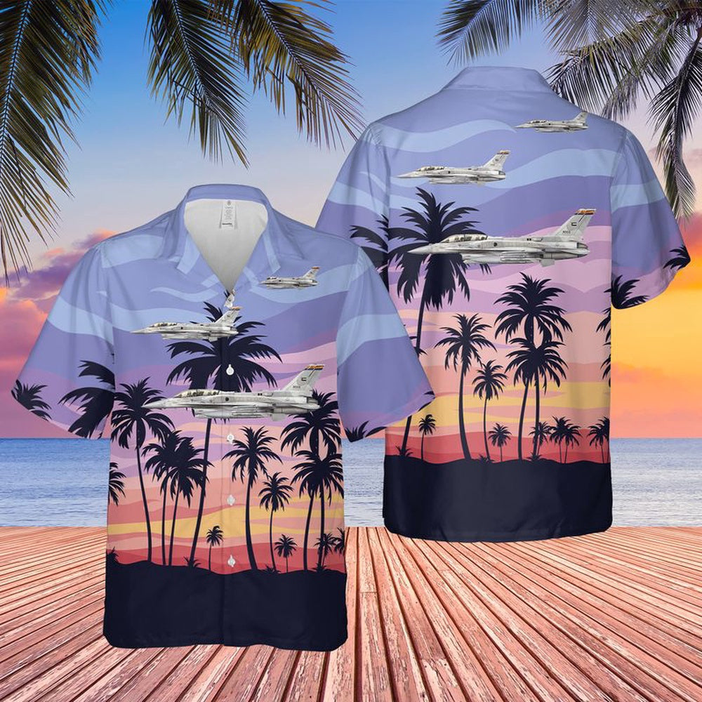 US Air Force Hawaiian Shirt, US Air Force Arizona 162d Fighter Wing 148th Fighter Squadron Block 20 F-16AB Fighting Falcon Hawaiian Shirt