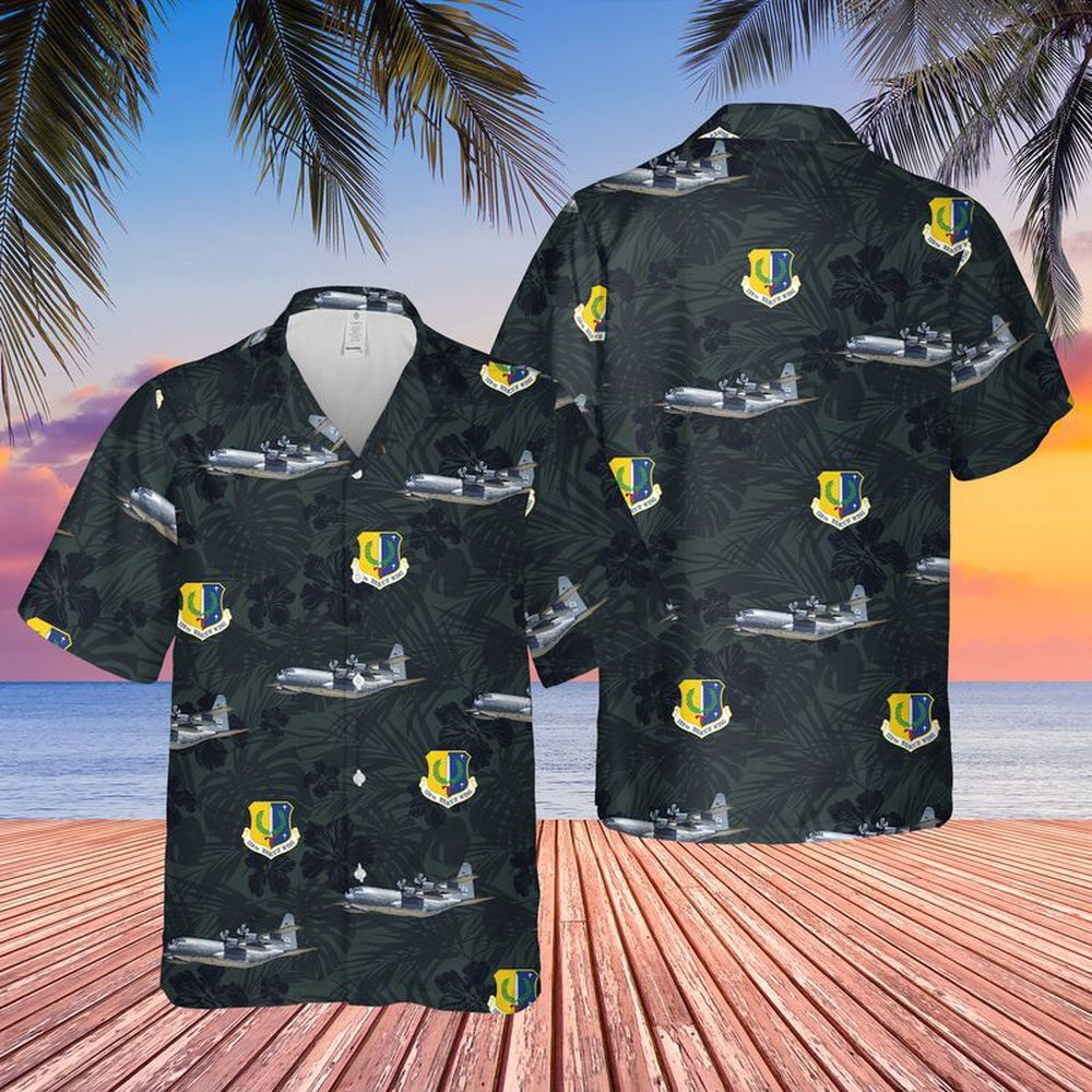 US Air Force Hawaiian Shirt, US Air Force California 129th Rescue Wing HC-130J Combat King II Hawaiian Shirt