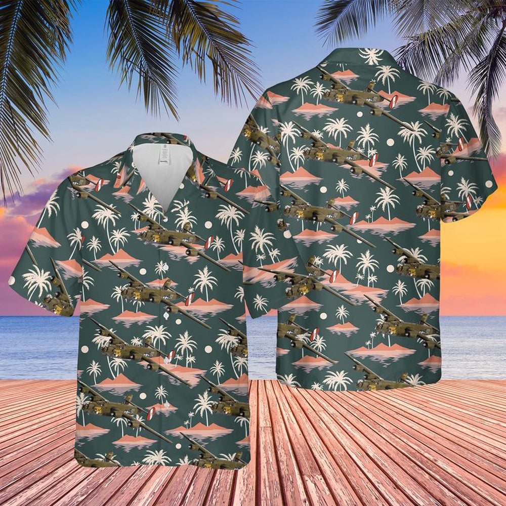 US Air Force Hawaiian Shirt, US Air Force Consolidated B-24H-15-FO Liberator, 42-52534Q2-M 'Witchcraft' Of 467th Bomb Group Hawaiian Shirt