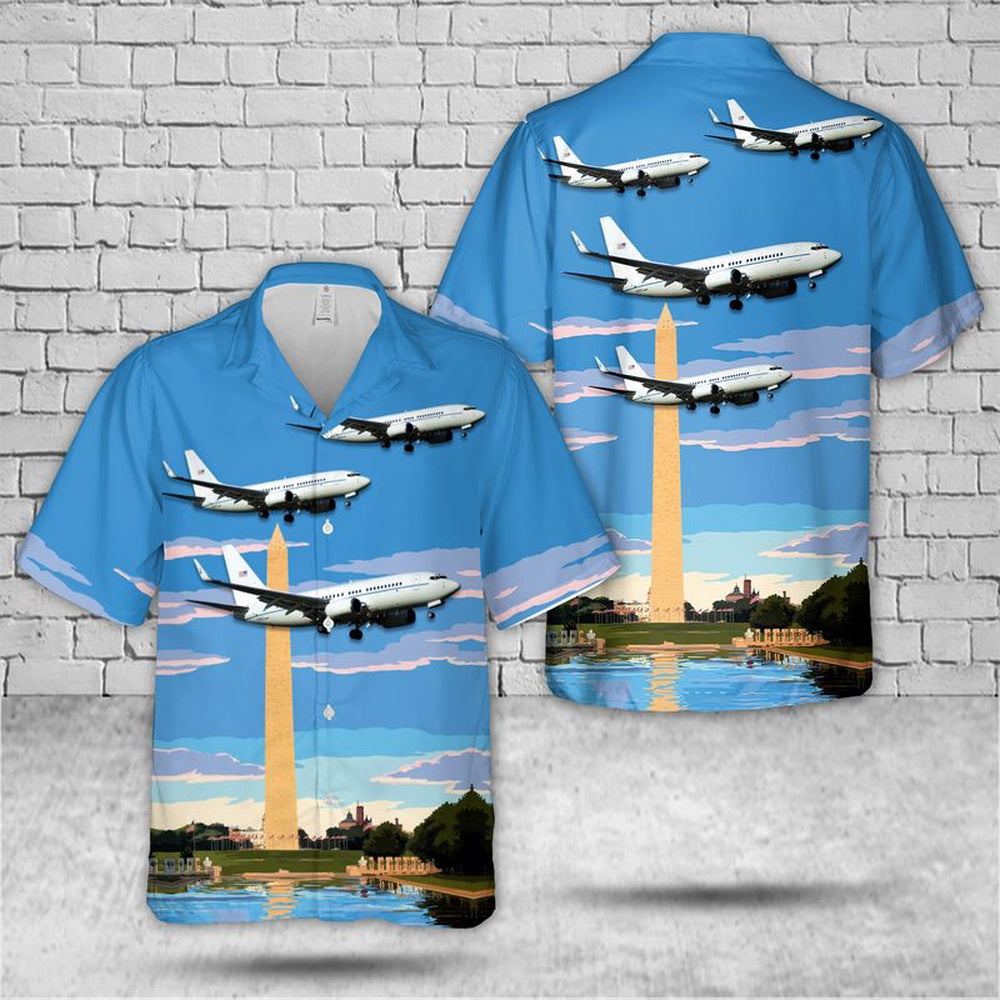 US Air Force Hawaiian Shirt, US Air Force District of Columbia 113th Wing Boeing C-40C Clipper (sn 02-0202) Hawaiian Shirt