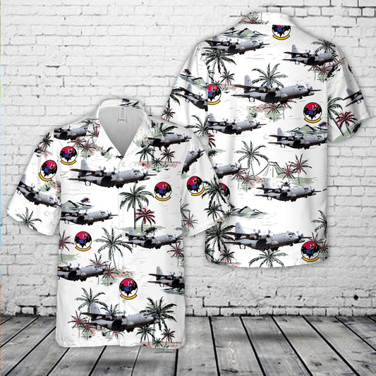US Air Force Hawaiian Shirt, US Air Force EC-130H Compass Call 43rd Electronic Combat Squadron 55th Wing Hawaiian Shirt