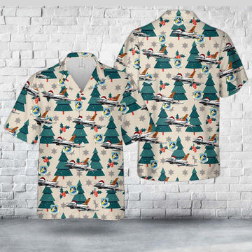 US Air Force Hawaiian Shirt, US Air Force Indiana 122nd Fighter Wing F-16C block 25 Christmas Hawaiian Shirt