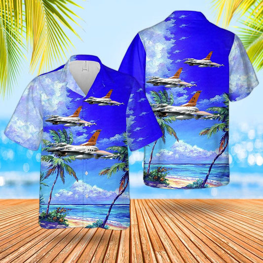 US Air Force Hawaiian Shirt, US Air Force Indiana 122nd Fighter Wing F-16C block 25 Hawaiian Shirt