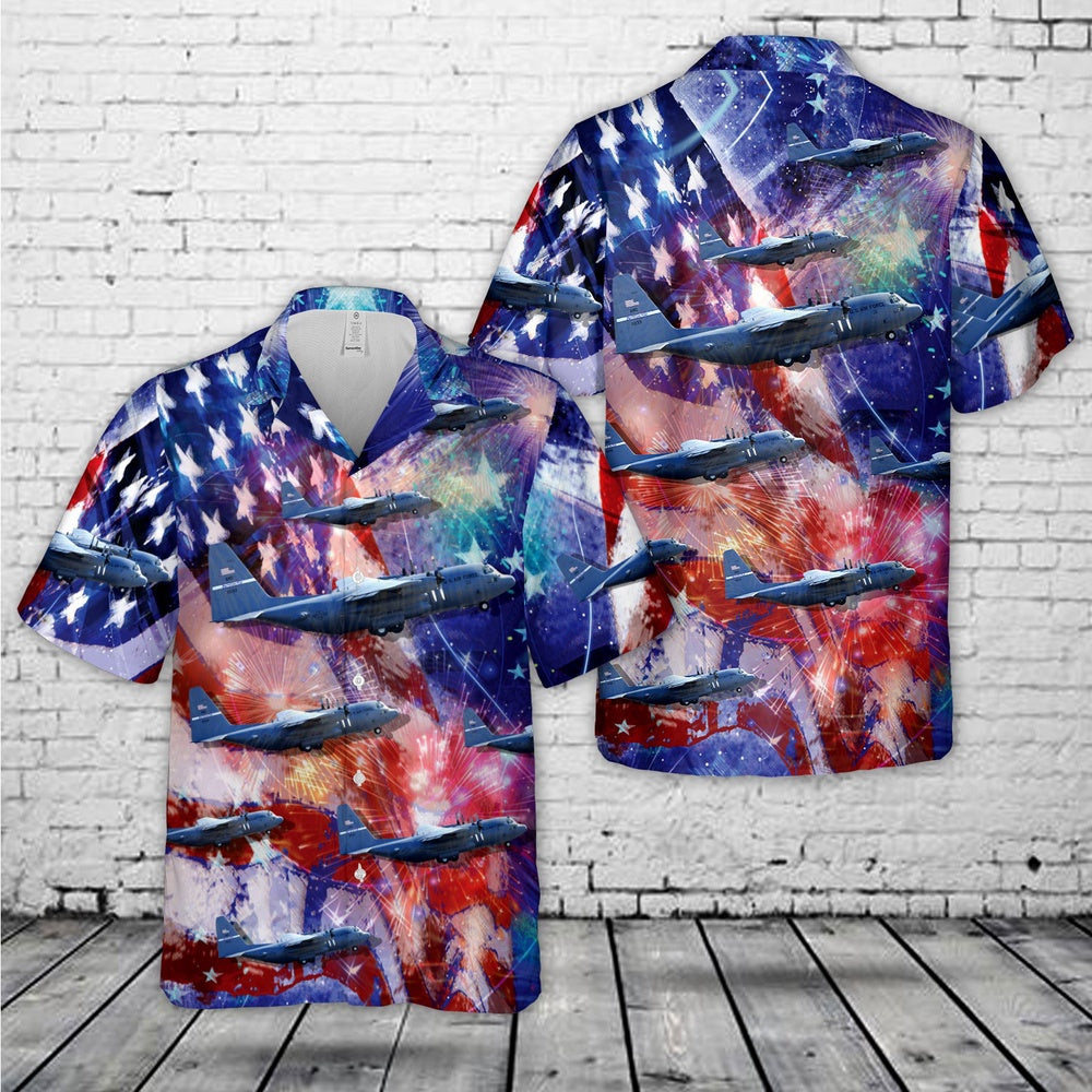 US Air Force Hawaiian Shirt, US Air Force Kentucky C-130H Hercules, 4th Of July Hawaiian Shirt