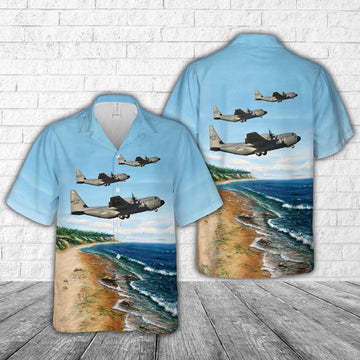 US Air Force Hawaiian Shirt, US Air Force Lockheed Martin WC-130J Hercules 96-5302 Hurricane Hunter Hawaiian Shirt