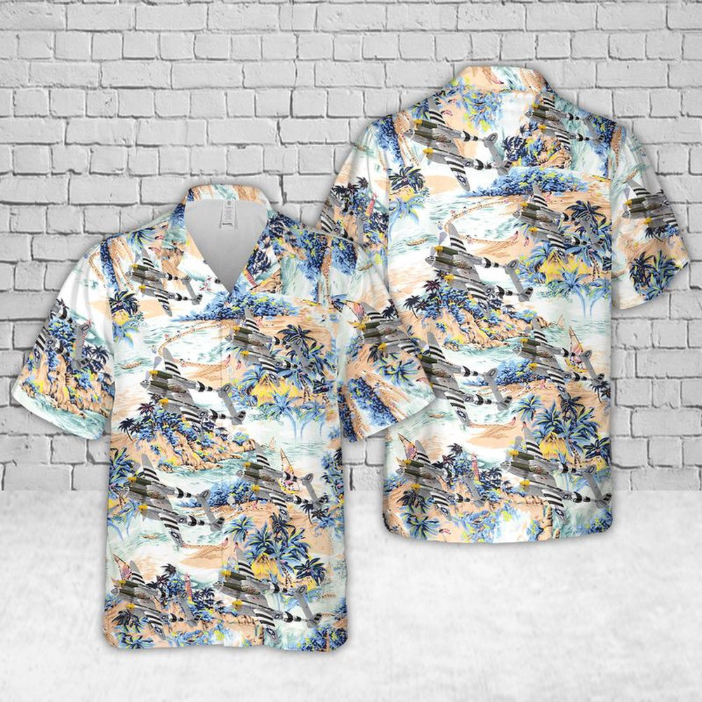 US Air Force Hawaiian Shirt, US Air Force Lockheed P-38J Lightning 'Happy Jacks Go Buggy' Of 79th Fighter Squadron Hawaiian Shirt