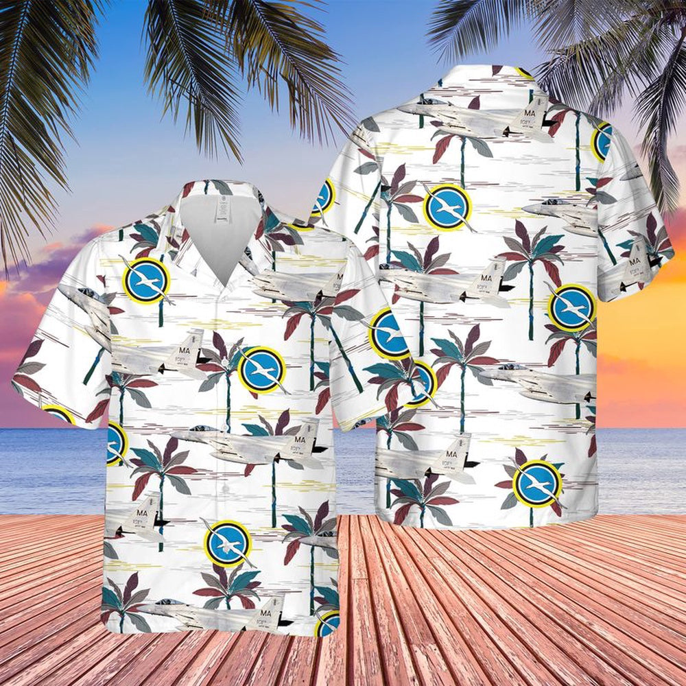 US Air Force Hawaiian Shirt, US Air Force Massachusetts 101st Intelligence Squadron F-15C Eagles Hawaiian Shirt