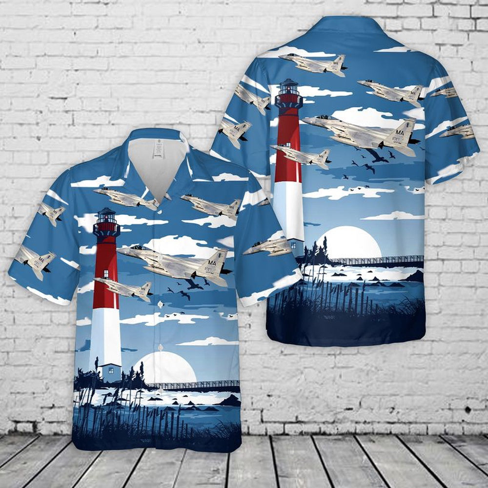 US Air Force Hawaiian Shirt, US Air Force Massachusetts 102nd Fighter Wing F-15 Eagles Hawaiian Shirt