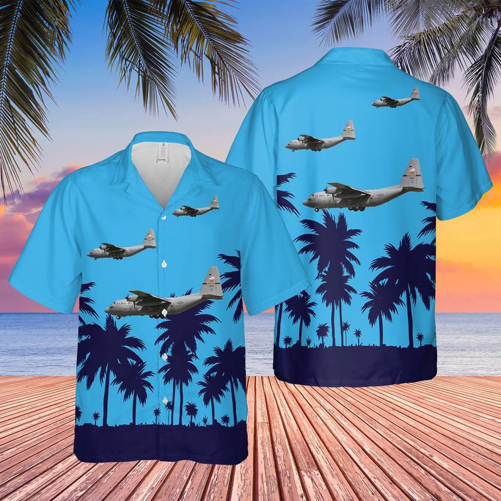 US Air Force Hawaiian Shirt, US Air Force Minnesota 109th Airlift Squadron C-130H Hercules Gopher 07 Hawaiian Shirt