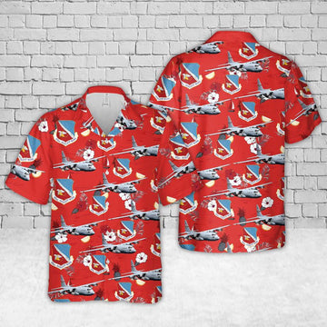 US Air Force Hawaiian Shirt, US Air Force Minnesota 133rd Airlift Wing Lockheed C-130H Hercules Hawaiian Shirt