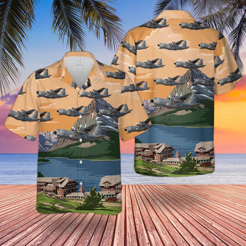 US Air Force Hawaiian Shirt, US Air Force Montana Lockheed C-130H Hercules Hawaiian Shirt