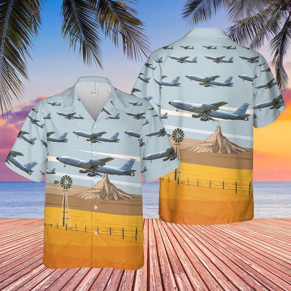 US Air Force Hawaiian Shirt, US Air Force Nebraska 155th Air Refueling Wing Boeing KC-135R Stratotanker Hawaiian Shirt