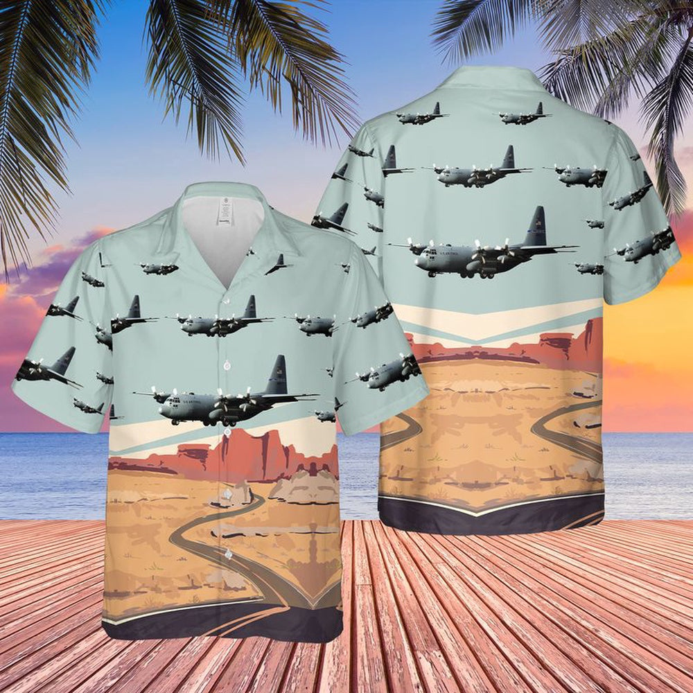 US Air Force Hawaiian Shirt, US Air Force Nevada 152nd Airlift Wing C-130H Hercules Hawaiian Shirt