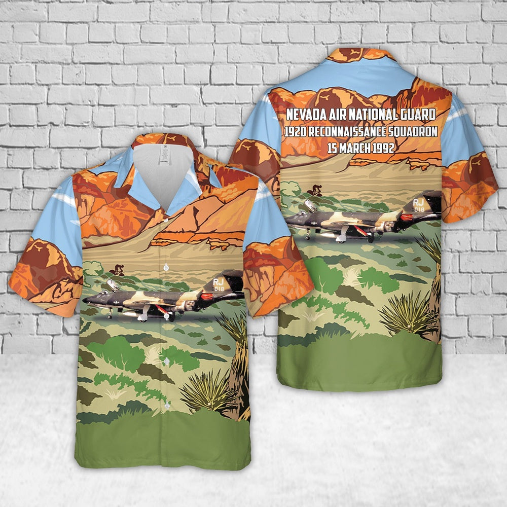 US Air Force Hawaiian Shirt, US Air Force Nevada 192d Reconnaissance Squadron RF-101H 56-018 Hawaiian Shirt