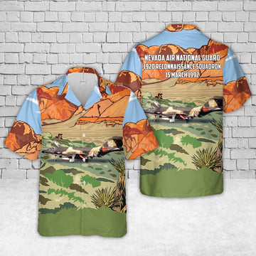 US Air Force Hawaiian Shirt, US Air Force Nevada 192d Reconnaissance Squadron RF-101H 56-018 Hawaiian Shirt