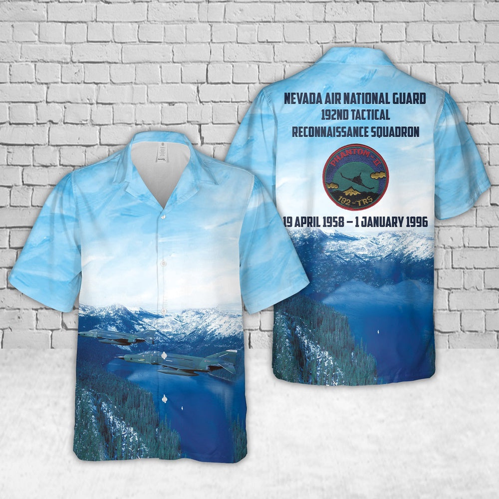 US Air Force Hawaiian Shirt, US Air Force Nevada 192nd Tactical Reconnaissance Squadron, McDonnell RF-4C Phantom II Hawaiian Shirt