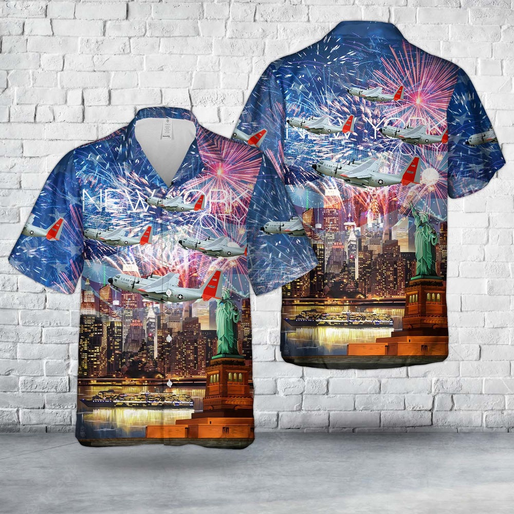 US Air Force Hawaiian Shirt, US Air Force New York 139th Airlift Squadron LC-130 Skibird, 4th Of July Hawaiian Shirt