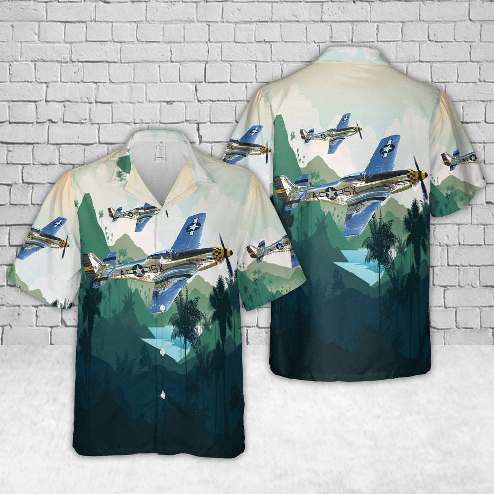 US Air Force Hawaiian Shirt, US Air Force North American P-51D Mustang Kimberly Kaye Hawaiian Shirt