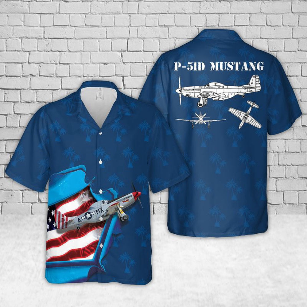 US Air Force Hawaiian Shirt, US Air Force North American P-51D Mustangs Mad Max Hawaiian Shirt