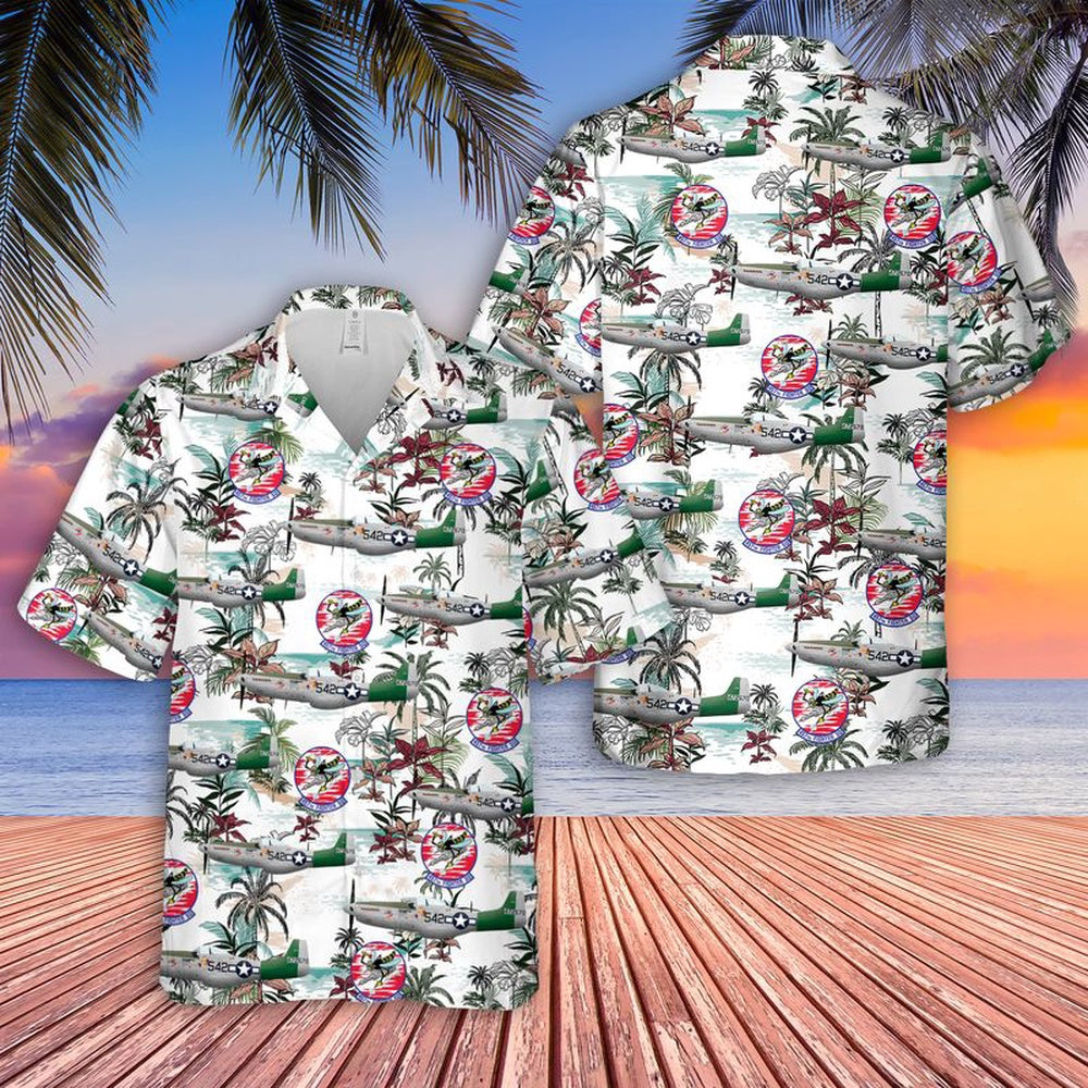 US Air Force Hawaiian Shirt, US Air Force North American P-51 Mustang 457th Fighter Squadron Hawaiian Shirt