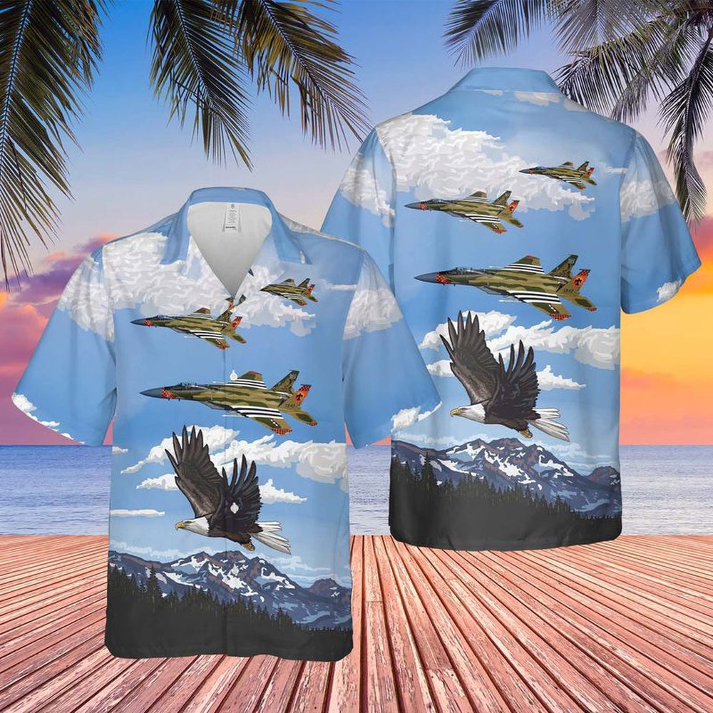 US Air Force Hawaiian Shirt, US Air Force Oregon Air National Guard, 114th Fighter Squadron, F-15C Eagle Kingsley Hawaiian Shirt