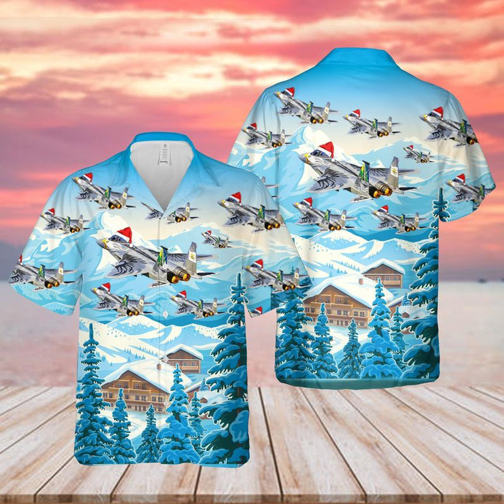 US Air Force Hawaiian Shirt, US Air Force Oregon F-15 Eagle Christmas Hawaiian Shirt