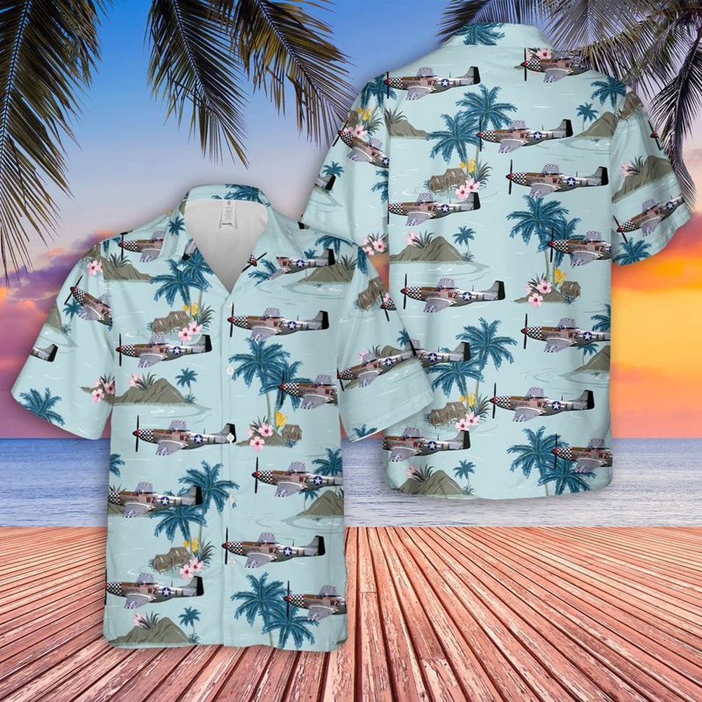 US Air Force Hawaiian Shirt, US Air Force P-51D Mustang Big Beautiful Doll Hawaiian Shirt