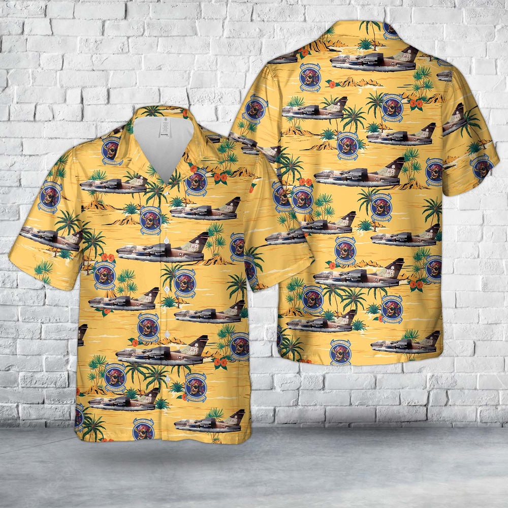 US Air Force Hawaiian Shirt, US Air Force Puerto Rico A-7D Corsair II 198th Tactical Fighter Squadron Hawaiian Shirt