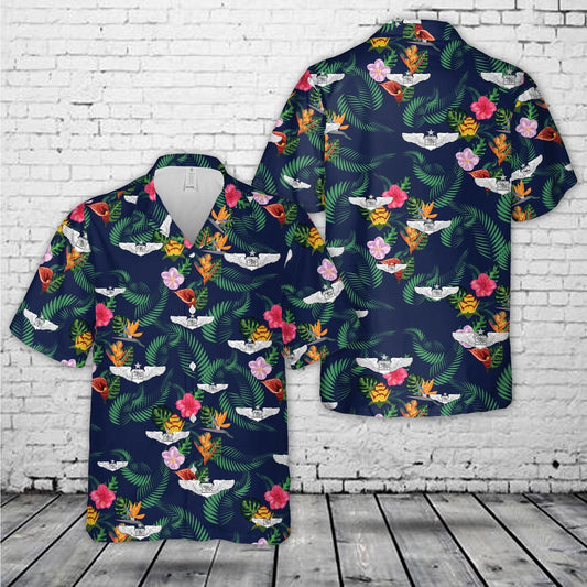 US Air Force Hawaiian Shirt, US Air Force Senior Astronaut Observer Navigator Combat System Officer Badge Hawaiian Shirt