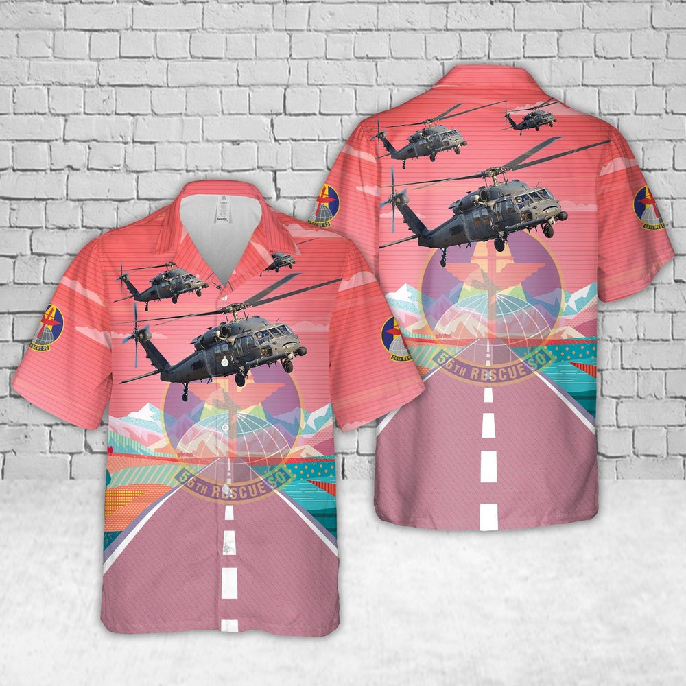 US Air Force Hawaiian Shirt, US Air Force Sikorsky HH-60G Pavehawk 89-26206 56th Rescue Squadron 48th FW Hawaiian Shirt