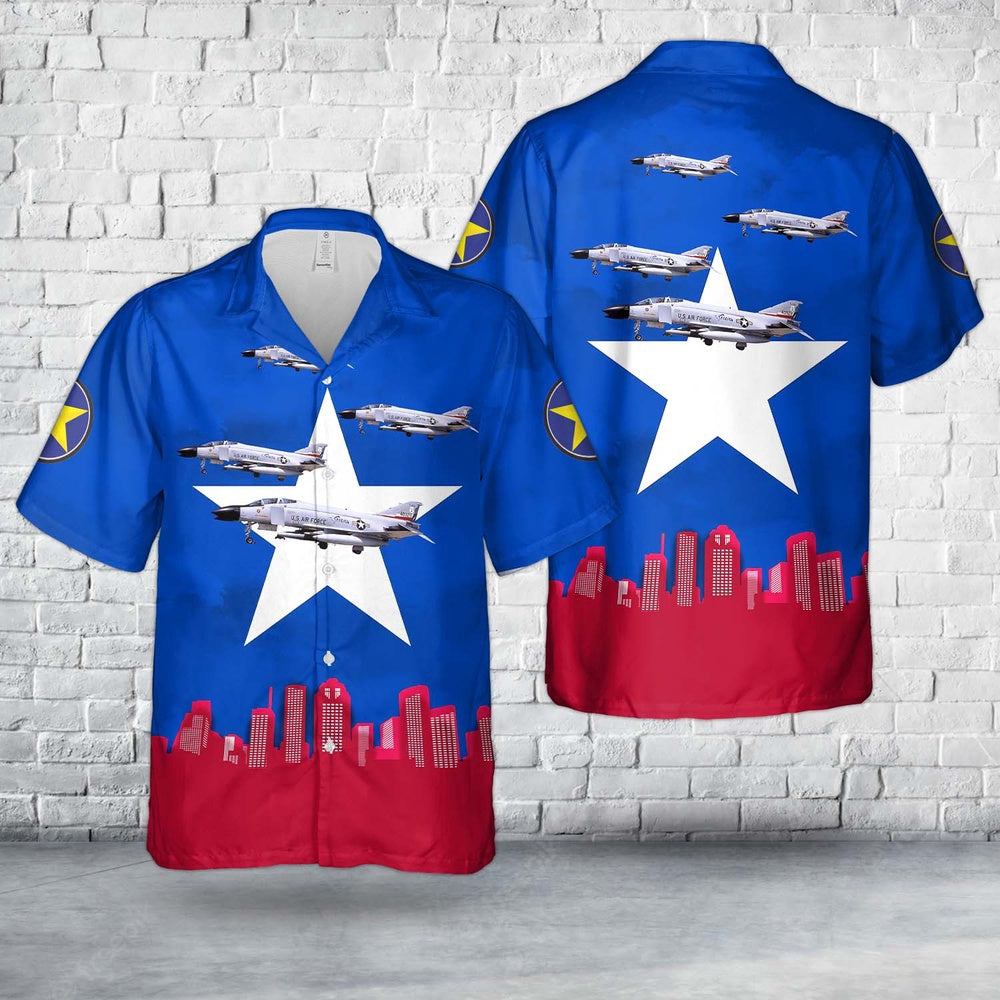 US Air Force Hawaiian Shirt, US Air Force Texas 111th Fighter Interceptor Squadron - McDonnell F-4C-25-MC Phantom 64-0928 Hawaiian Shirt