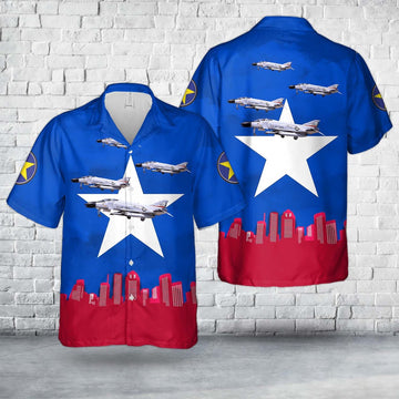 US Air Force Hawaiian Shirt, US Air Force Texas 111th Fighter Interceptor Squadron - McDonnell F-4C-25-MC Phantom 64-0928 Hawaiian Shirt