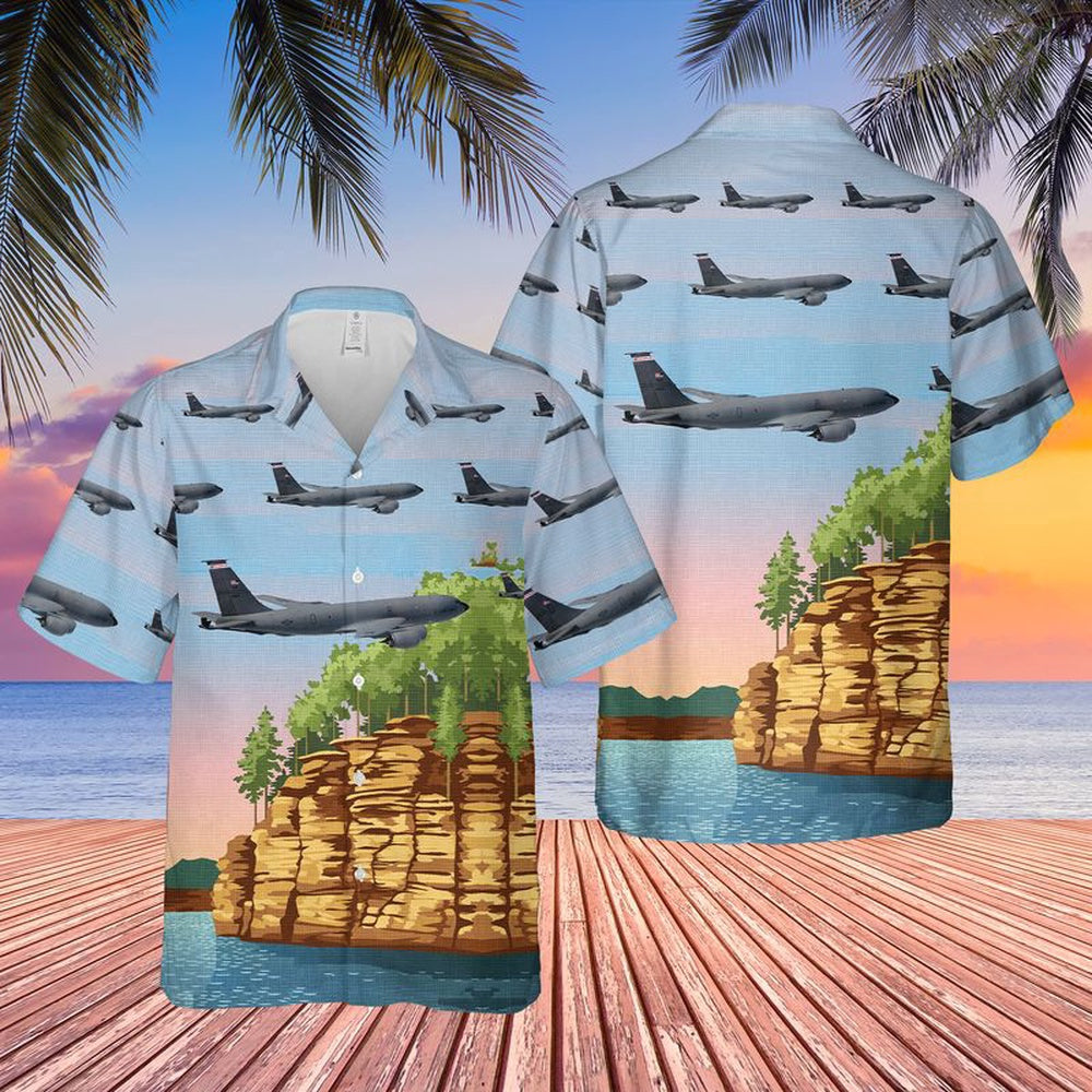 US Air Force Hawaiian Shirt, US Air Force Wisconsin 128th Air Refueling Wing KC-135R Stratotanker Hawaiian Shirt